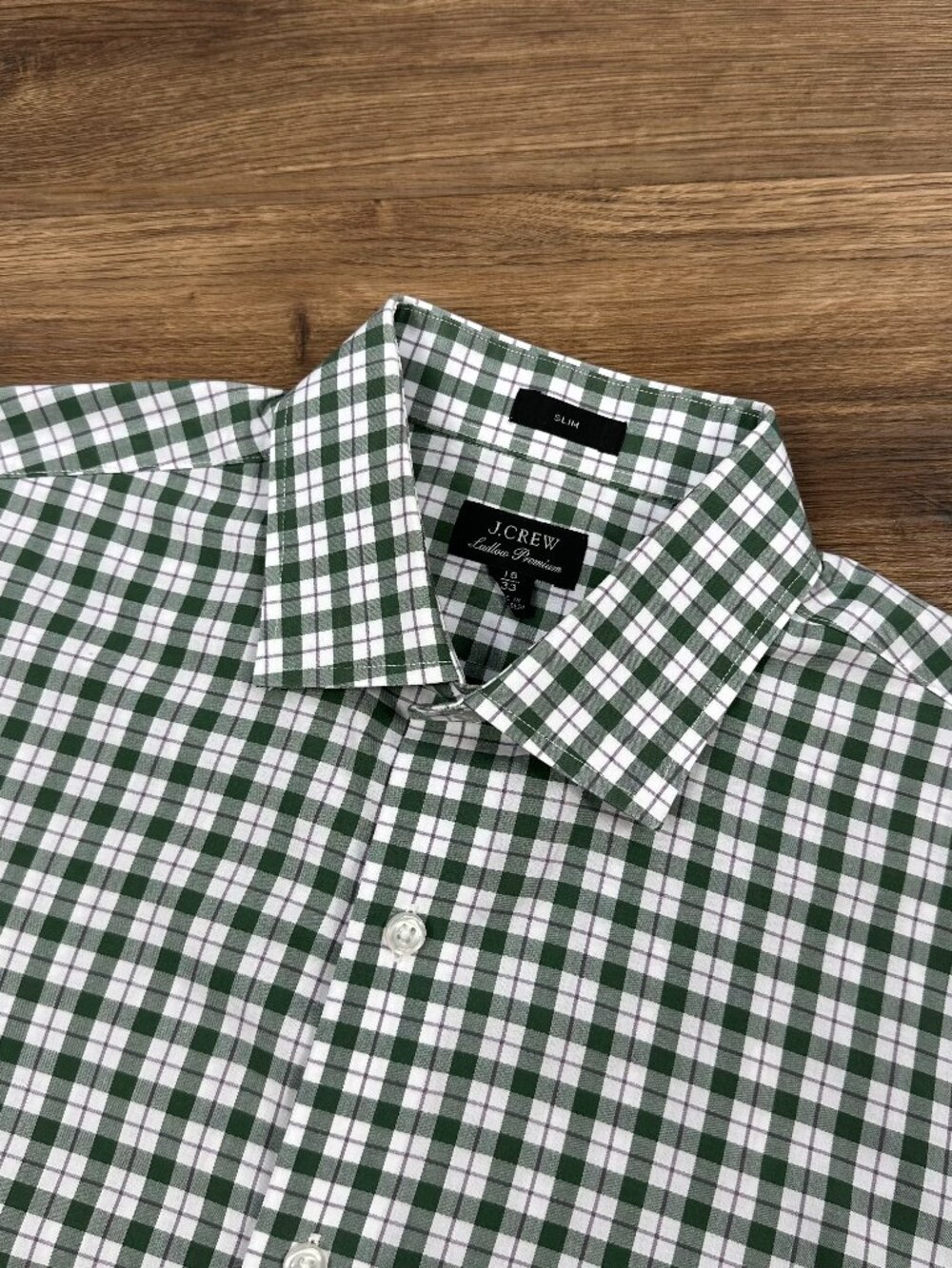 J.Crew Ludlow Premium Green Plaid Check Dress Shirt Slim Fit 15 33